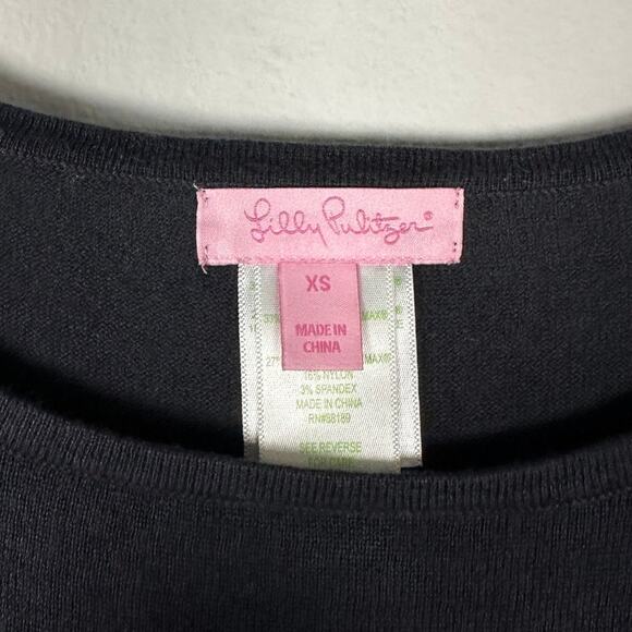 Lily Pulitzer Ramona Navy Cotton Blend Fringe Long Sleeve Sweater Women's XS - Picture 8 of 10